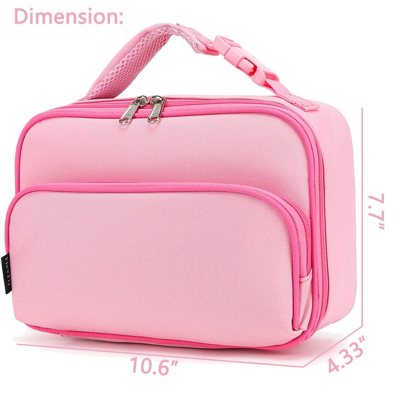 FlowFly Kids Lunch box Insulated Soft Bag Mini Cooer Back to School Thermal Meal Tote Kit for Girls, Boys,Pink - Image 3